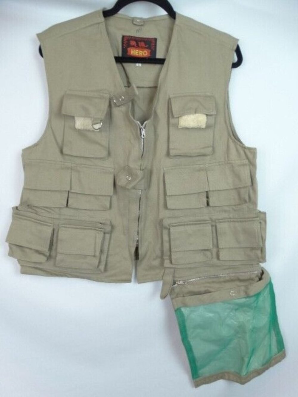 Hero Fishing Vest Men's Size Large Khaki Outdoors Camping Hunting Utility Vest